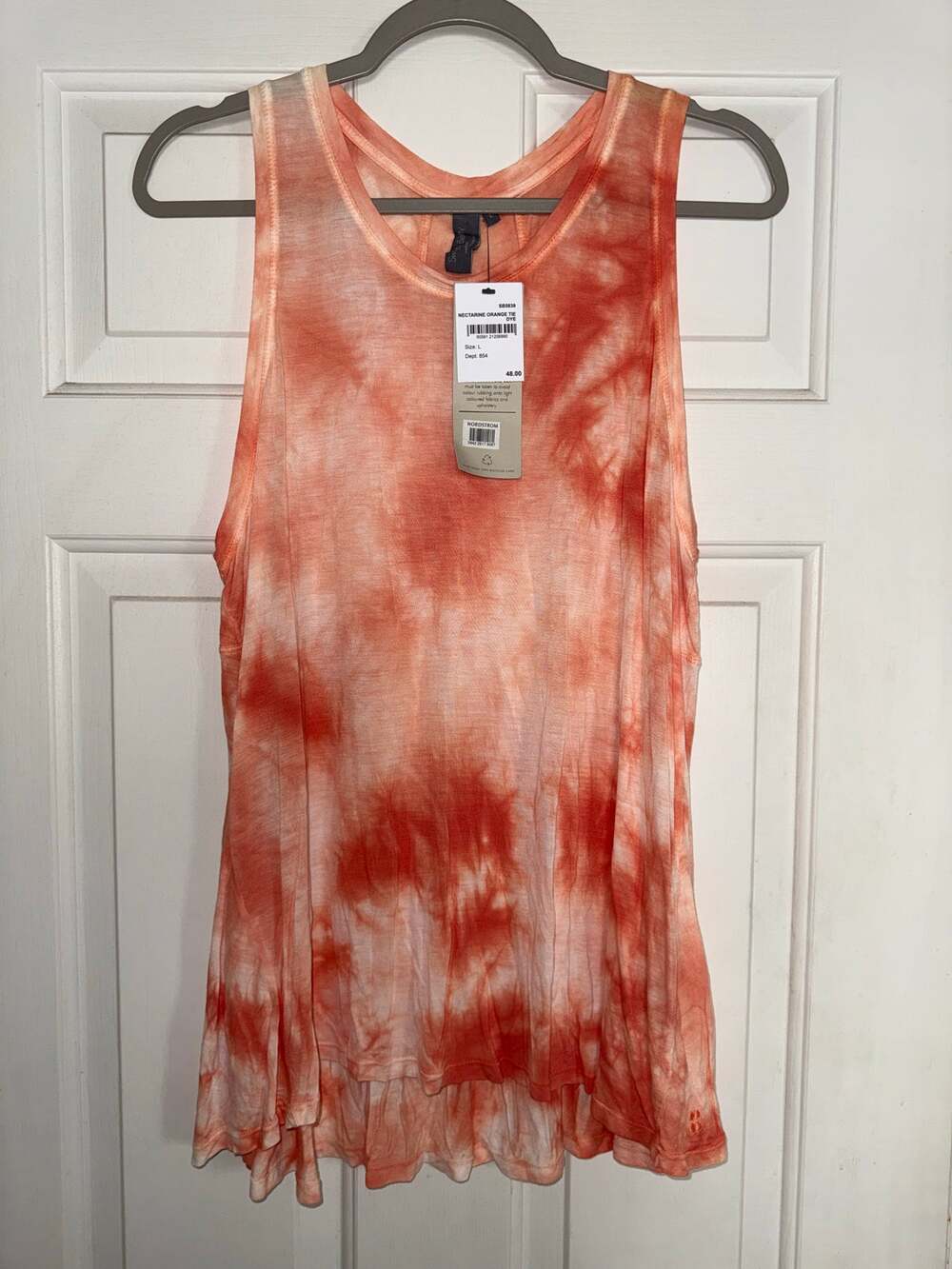 SWEATY BETTY Easy Peazy Nectarine Orange Tie Dye Tank Top - size Large